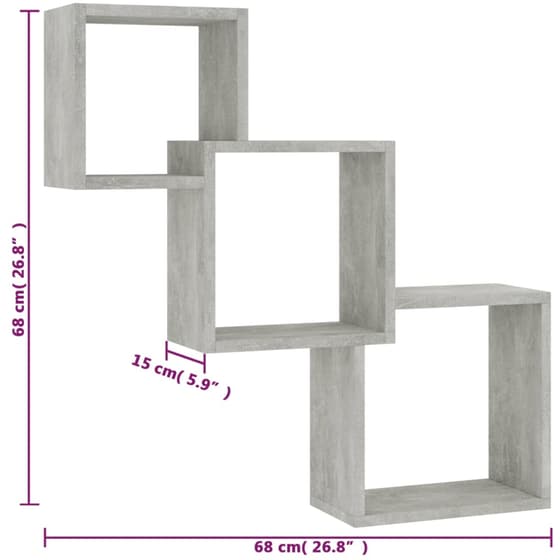 Ράφια VidaXL από Μοριοσανίδα 84.5x15 cm - Γκρι image 5
