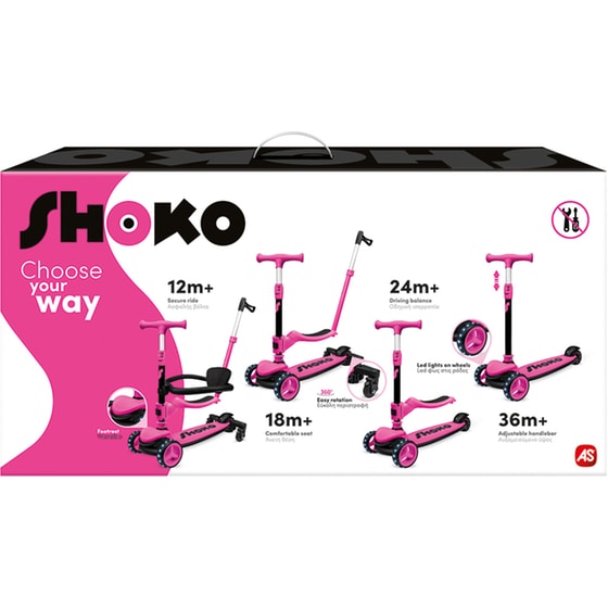 Παιδικό Πατίνι Shoko Prime 4 In 1 Plus για 12+ Μηνών - Ροζ image 13