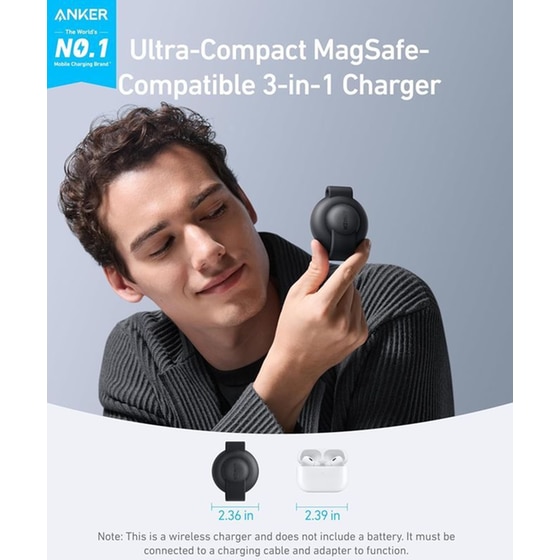 Ασύρματος Φορτιστής ANKER MagGo UFO 3 in 1 Charger Foldable 15W - Black image 4
