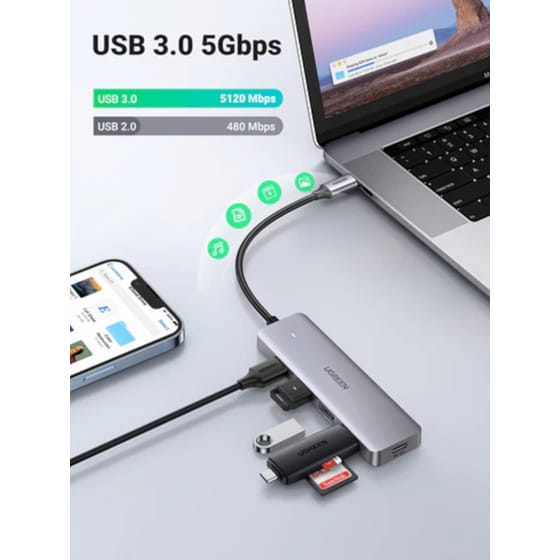 Ugreen 70336 USB Hub 4-Port USB 3.0 συμβατό με USB-C image 1