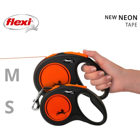 Πτυσσόμενο Λουράκι Flexi New Neon No M Για Σκύλο - Μαύρο/Πορτοκαλί image 2