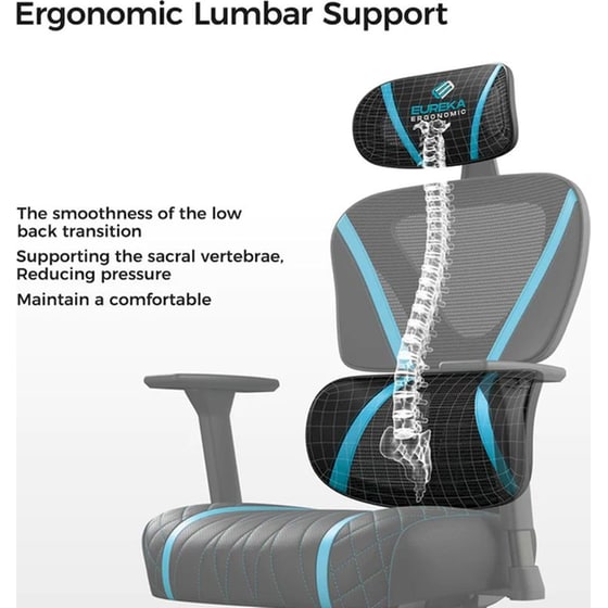Καρέκλα Gaming Εργονομική Eureka Ergonomic ERK-GC06-BU-V1 Υφασμάτινη - Μαύρη/ Γαλάζια image 3