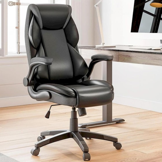 Καρέκλα Γραφείου Εργονομική Eureka Ergonomic ERK-OC11-B από Δερματίνη - Μαύρη image 4