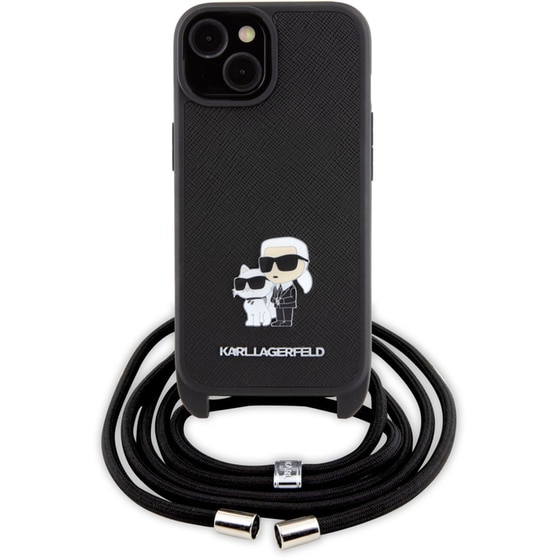 Karl Lagerfeld Crossbody K C Metal Pin Saffiano Hard Case Θήκη Προστασίας Από Δερματίνη Με Λουράκι – Iphone 15 (μαύρο – Klhcp15ssakcpsk) image 0