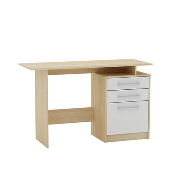 Γραφείο με Συρτάρια Welhome από Μελαμίνη 120x48cm - Σημύδα/Λευκό image 0