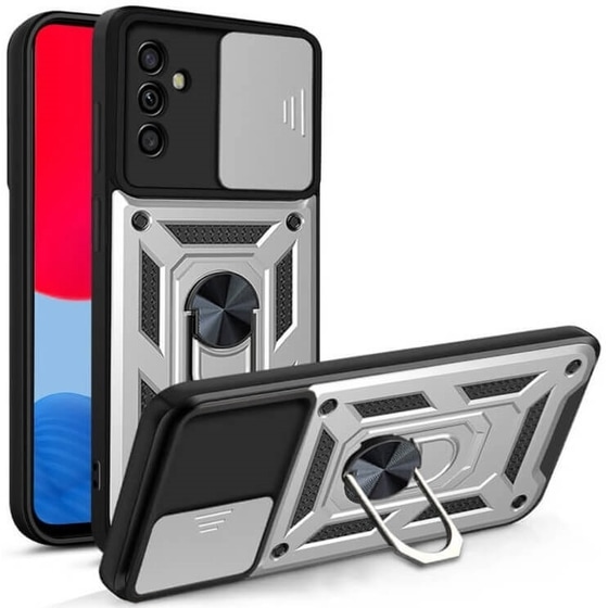 Ανθεκτική Θήκη Με Κάλυμμα Για Την Κάμερα Και Μεταλλικό Ring Holder - Samsung Galaxy M55 - Bodycell Armor Slide - Silver (5206015075308) image 0