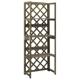 Vidaxl Καφασωτό Με Ράφια Γκρι 55 X 30 X 140 Εκ. Από Μασίφ Ξύλο Ελάτης