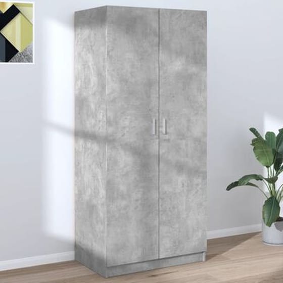 Δίφυλλη Ντουλάπα Vidaxl από Μοριοσανίδα 80x52x180cm - Γκρι Σκυροδέματος image 4