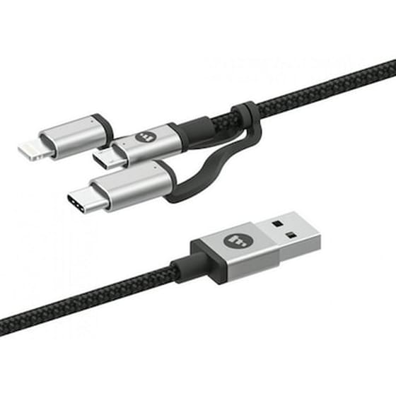 Σετ Καλωδίων Mophie 3in1 Charge & Sync USB-A To Micro USB/USB-C/Lightning 1m - Silver image 0