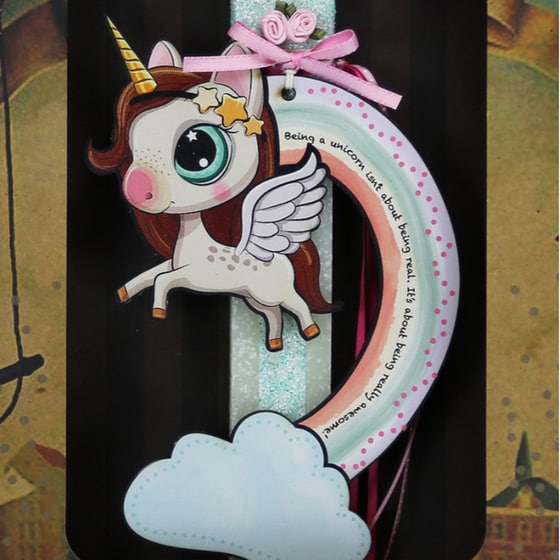 Λαμπάδα SYNCHRONIA Μονόκερος Rainbow Φτερά image 2