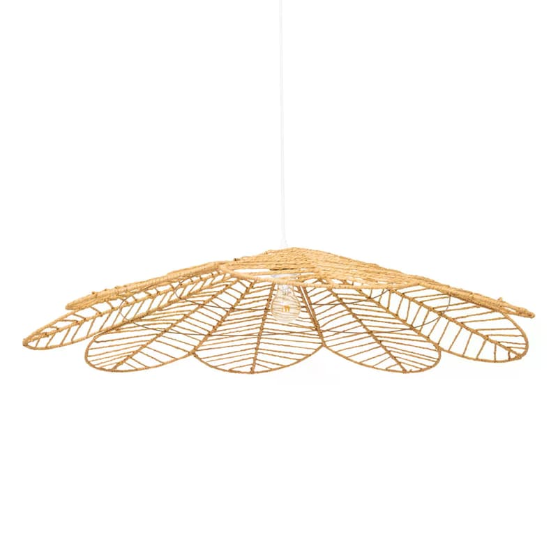 SPITISHOP Φωτιστικό Οροφής Μονόφωτο Spitishop από Σχοινί 98x98x15 cm - Μπεζ