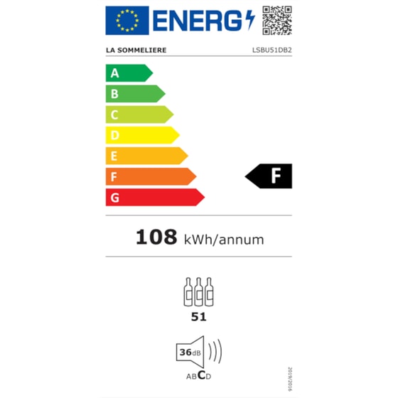 LA SOMMELIERE LSBU51DB2 για 51 Μπουκάλια Μαύρο Εντοιχιζόμενος Συντηρητής Κρασιών image 1