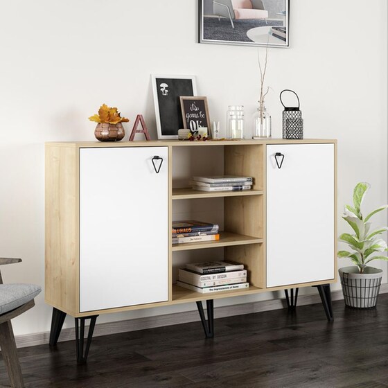 Μπουφές 24Mall Tono Sapphire από Μοριοσανίδα 140x40x96 cm - Καφέ/Λευκός image 1