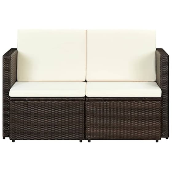 Καναπές Κήπου Διθέσιος VidaXL με Μαξιλάρια από Συνθετικό Ρατάν 118x65x74 cm - Καφέ/Κρεμ image 2