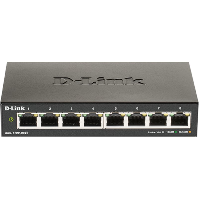 D-LINK D-Link DGS-1100-08V2 Network Switch Unmanaged L2 Gigabit Ethernet (1000 Mbps) 8-Port