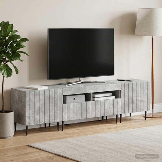 Έπιπλο Τηλεόρασης VidaXL με LED 5 τμχ 178 x 35 x 43 cm - Γκρι Σκυροδέματος image 2