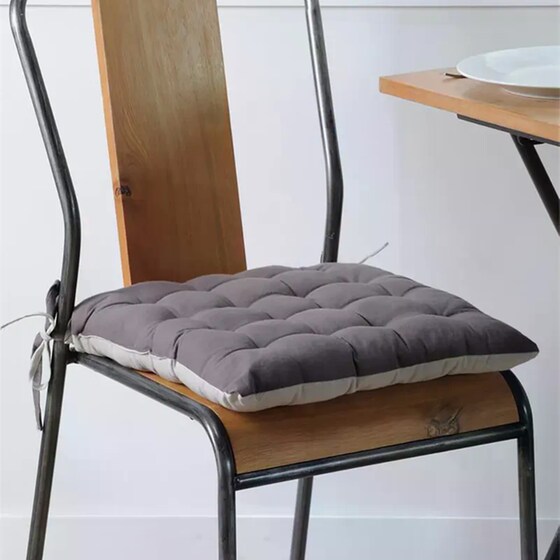 Μαξιλάρι Καρέκλας Spitishop 2 Όψεων Βαμβάκι 40x40cm - Γκρι/Λευκό image 1