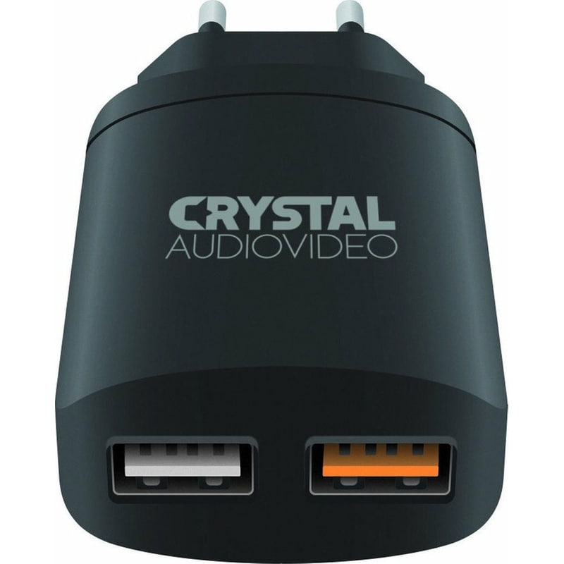 Φορτιστής Πρίζας Crystal Audio 2x Usb 3Α - Black