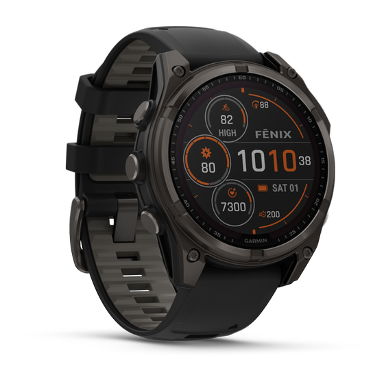 Smartwatch Garmin Fenix 8 Solar 47mm - Sapphire, Carbon Gray DLC Titanium with Black/Pebble Gray Silicone Band image 1