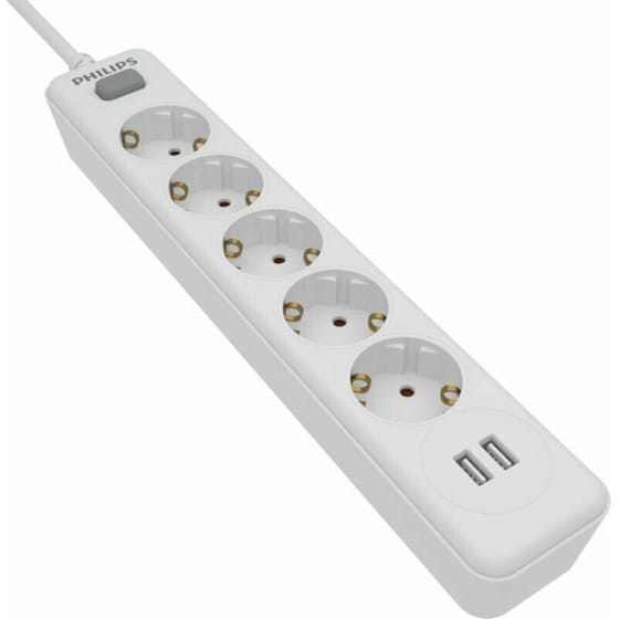 Πολύπριζο Philips SPN3052W/GRS 5 Θέσεων & 2x Usb 1.5m- Λευκό image 0