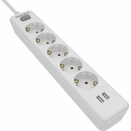 Πολύπριζο Philips SPN3052W/GRS 5 Θέσεων & 2x Usb 1.5m- Λευκό