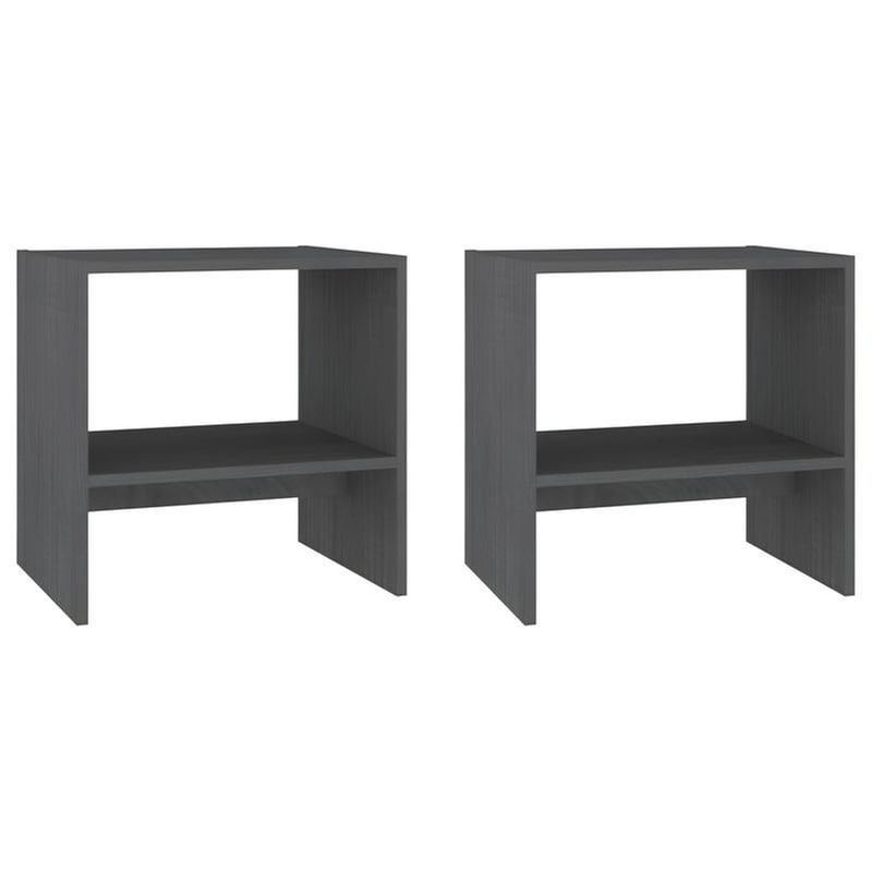 VIDAXL Κομοδίνο Vidaxl Από Μασίφ Ξύλο Πεύκου 2τμχ 40x30.5x40 cm - Γκρι