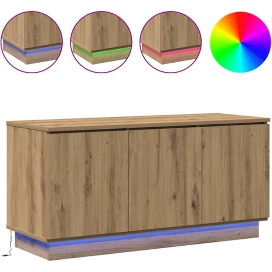 Έπιπλο Τηλεόρασης VidaXL με LED 100 x 38 x 49 cm - Artisan Δρυς image 3