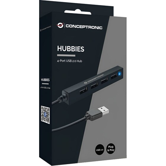 Conceptronic HUBBIES05B USB Hub 4-Port USB 2.0 συμβατό με USB-A image 3