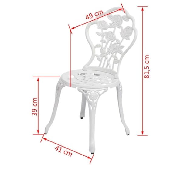 Καρέκλες Bistro Vidaxl από Χυτό Αλουμίνιο 2 Τεμ. 41x49x81.5cm - Λευκές image 4
