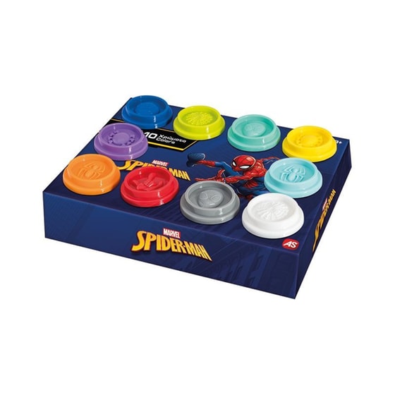AS Company Πλαστελίνη Marvel Spiderman Κουτί Με 10 Βαζάκια Και Καπάκια Καλουπάκια image 0