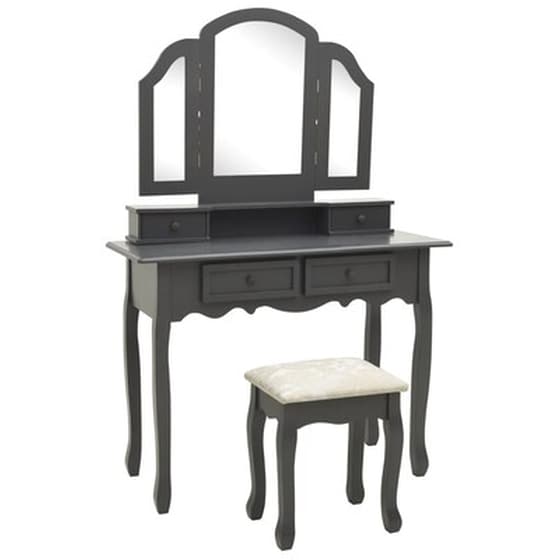 Vidaxl Μπουντουάρ Με Σκαμπό Γκρι 100 X 40 X 146 Εκ. Ξύλο Παυλώνιας image 1