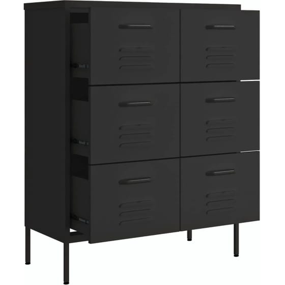 Συρταριέρα Γραφείου VidaXL από Ατσάλι 80x35x101.5 cm - Μαύρο image 5