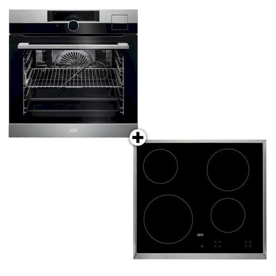 AEG HK624000 XB & BSK999330M 70 Lt Inox Eντοιχιζόμενο Σετ Φούρνος και Εστία image 0