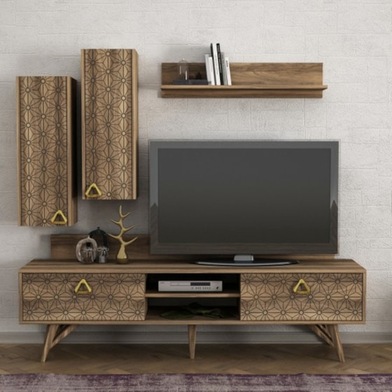 Έπιπλο Τηλεόρασης 24Mall Scintillio από Μοριοσανίδα 180x29.5x48.6 cm -  Καρυδί image 4