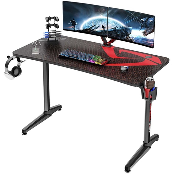 Γραφείο Gaming  Eureka Ergonomic από Carbon Fiber 120x60cm - Μαύρο/Κόκκινο image 2