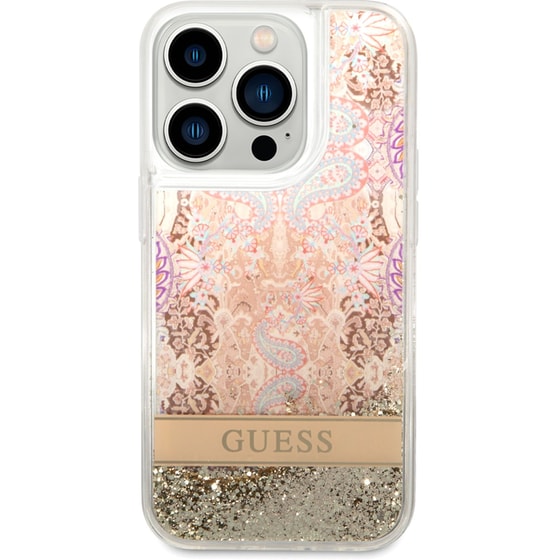 Θήκη Apple iPhone 14 Pro Max - Guess Liquid Glitter Paisley Gold Collection - Χρυσό image 0
