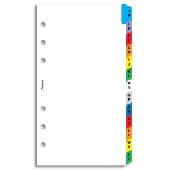 Ανταλλακτικά Φύλλα Filofax Α-Ζ Index Latin Χρωματιστά image 2