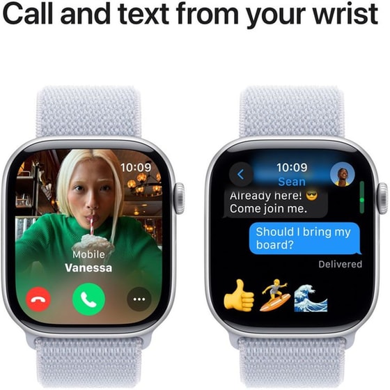 Apple Watch Series 10 GPS 46mm Silver Aluminium Case with Blue Cloud Sport Loop image 6