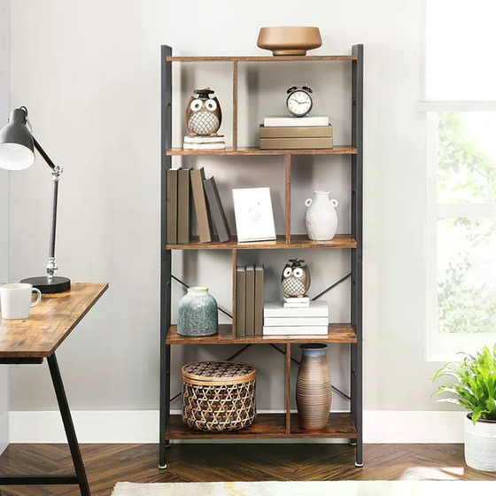 Ραφιέρα Vasagle LBC12BX Μοριοσανίδα/Μεταλλική 74x30x154.5cm - Καφέ/Μαύρη image 2