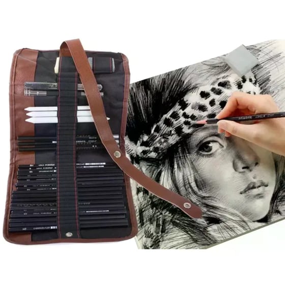 Σετ Επαγγελματικού Σχεδίου Aria Trade Υφασμάτινη Θήκη (29 Τεμάχια) image 5