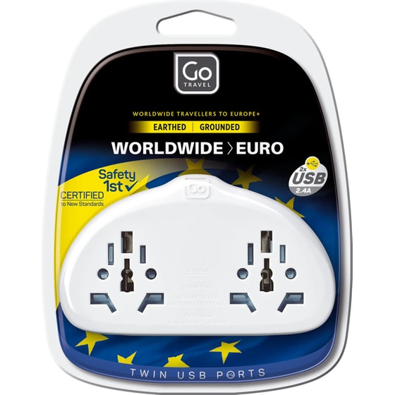 Αντάπτορας Πρίζας Go Travel World EU Duo με USB - Λευκό image 2