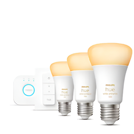 Σύστημα Έξυπνου Φωτισμού Philips Hue White Ambiance E27 Starter Kit 3 τμχ & Διακόπτης Hue Dimmer Switch - Λευκό