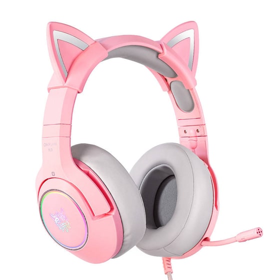 Onikuma K9 Gaming Ενσύρματα Ακουστικά 3.5mm/USB με RGB Φωτισμό - Ροζ image 1