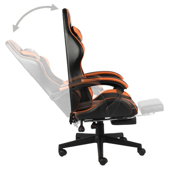 Gaming Καρέκλα VidaXL Racing με Υποπόδιο από Τεχνητό Δέρμα - Μαύρη/Πορτοκαλί image 3