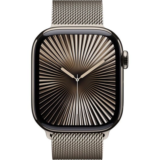 Apple Watch Series 10 GPS + Cellular 42mm Natural Titanium Case with Natural Milanese Loop image 2