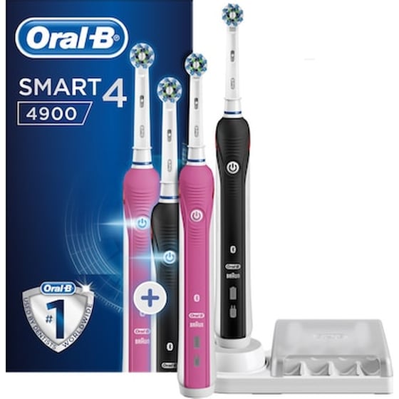 Σέτ Ηλεκτρικές Οδοντόβουρτσες ORAL-B SMART 4 4900 DUO PACK με Χρονομετρητή και Αισθητήρα Πίεσης Black And Pink image 1