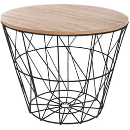 Τραπεζάκι Σαλονιού Spitishop από Μέταλλο/Ξύλο A-s Kumi Black 157055c Φ38x30.5cm - Καφέ/Μαύρο