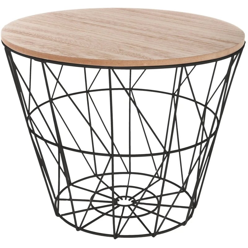 SPITISHOP Τραπεζάκι Σαλονιού Spitishop από Μέταλλο/Ξύλο A-s Kumi Black 157055c Φ38x30.5cm - Καφέ/Μαύρο