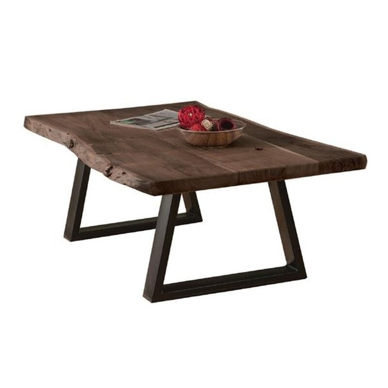 Τραπεζάκι Σαλονιού Woodwell από Ξύλο Ακακία 115x65x40cm - Μαύρο