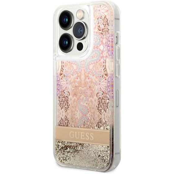 Θήκη Apple iPhone 14 Pro Max - Guess Liquid Glitter Paisley Gold Collection - Χρυσό image 6